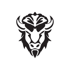 Bison Head Logo Design Silhouette Vector Illustration