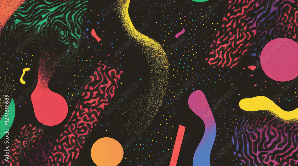Poster colorful abstract shapes and confetti pattern for creative design