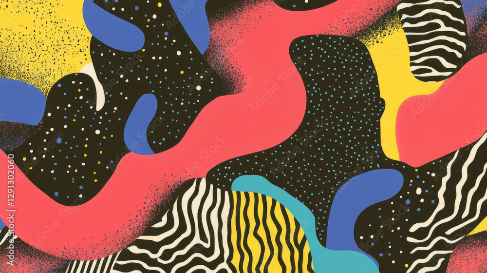 Poster colorful abstract background with vibrant memphis patterns for modern design