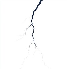 Dramatic Lightning Bolt Striking Against a Clear White Background