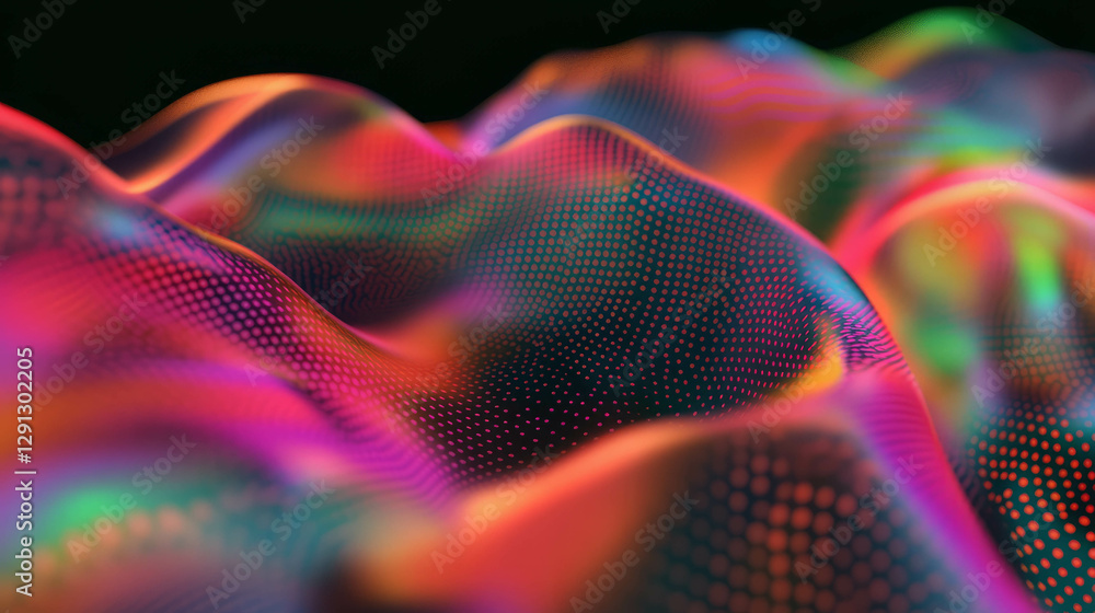 Poster colorful abstract waves with polka dot pattern for modern design