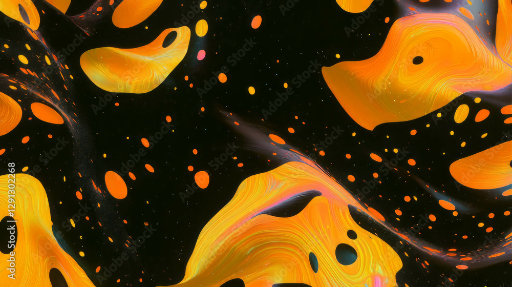 Poster vibrant abstract shapes with polka dots on dark background for creative design