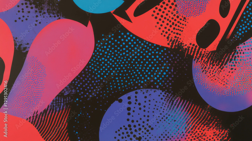 Poster vibrant abstract shapes with polka dots digital background for creative design