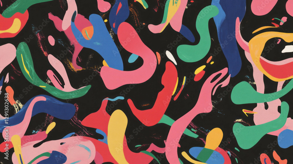 Poster vibrant abstract background with colorful squiggles for modern design