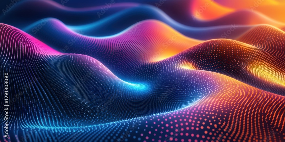 Poster abstract colorful wave pattern digital art: vibrant hues and dynamic flowing lines