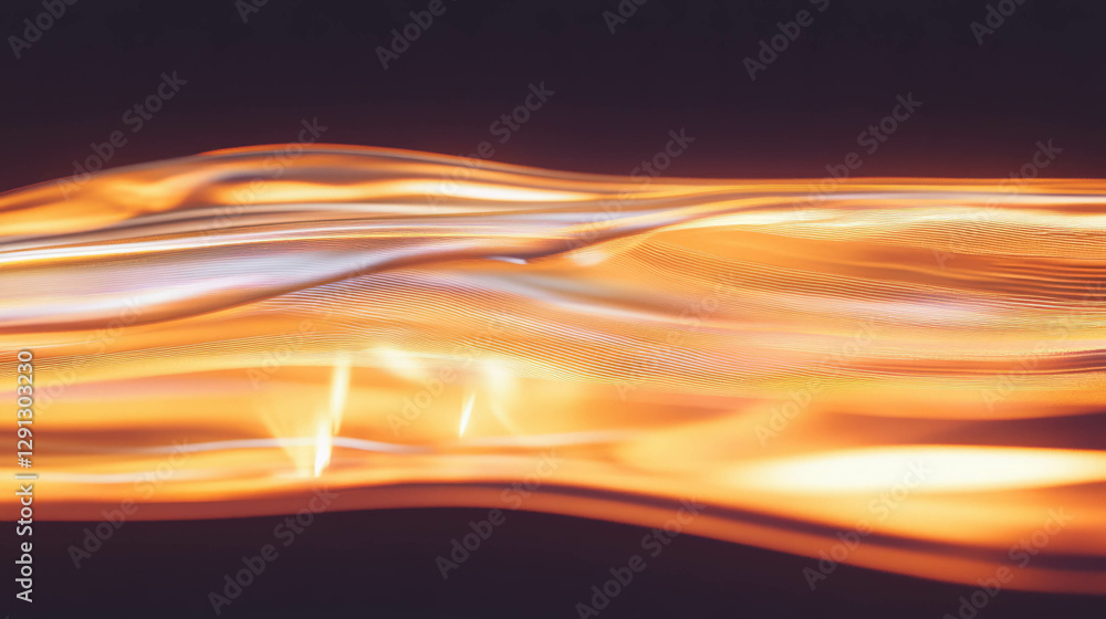Poster abstract amber light waves on dark background for modern design projects