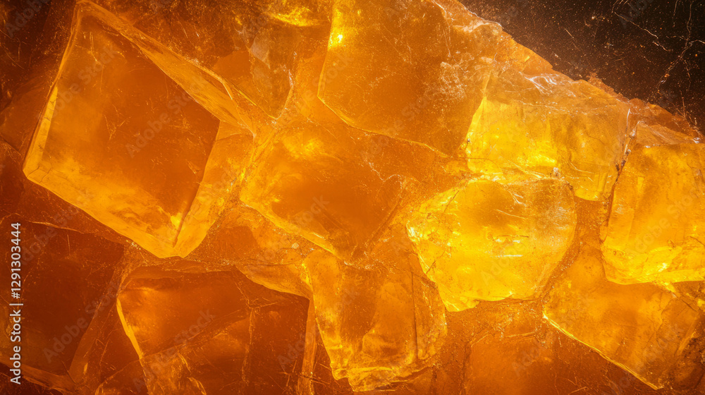 Poster amber light reflection on faceted surface - abstract background for design and decor