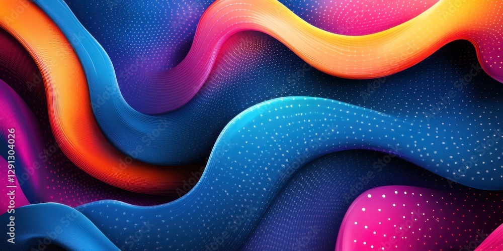 Poster abstract colorful wave pattern background design vivid swirls and curves digital art