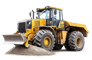 Obraz premium Heavy-Duty Yellow Bulldozer with Sand – Powerful Construction Equipment for Earthmoving perfect for construction, heavy machinery, excavation, and industrial equipment themes.