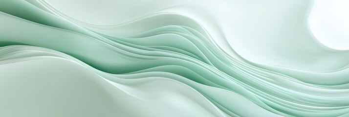 Obraz premium 3d background minimalistic mockup with space for text, subtle mint green fade with light airy waves