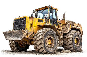Fototapeta premium Heavy-Duty Yellow Bulldozer with Sand – Powerful Construction Equipment for Earthmoving perfect for construction, heavy machinery, excavation, and industrial equipment themes.