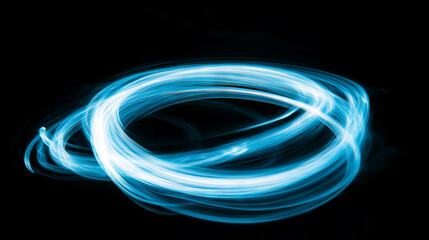 Abstract swirling blue light vortex on dark background for creative design concepts