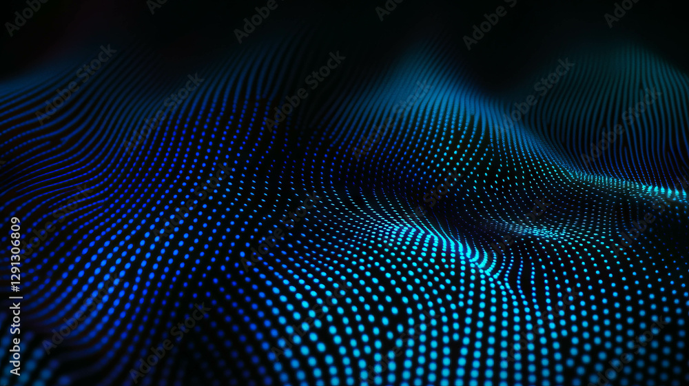Poster dynamic background of blue light waves and sharp contrasting highlights