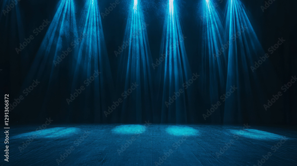 Poster dramatic blue stage lighting with sharp contrasts for event design and presentation