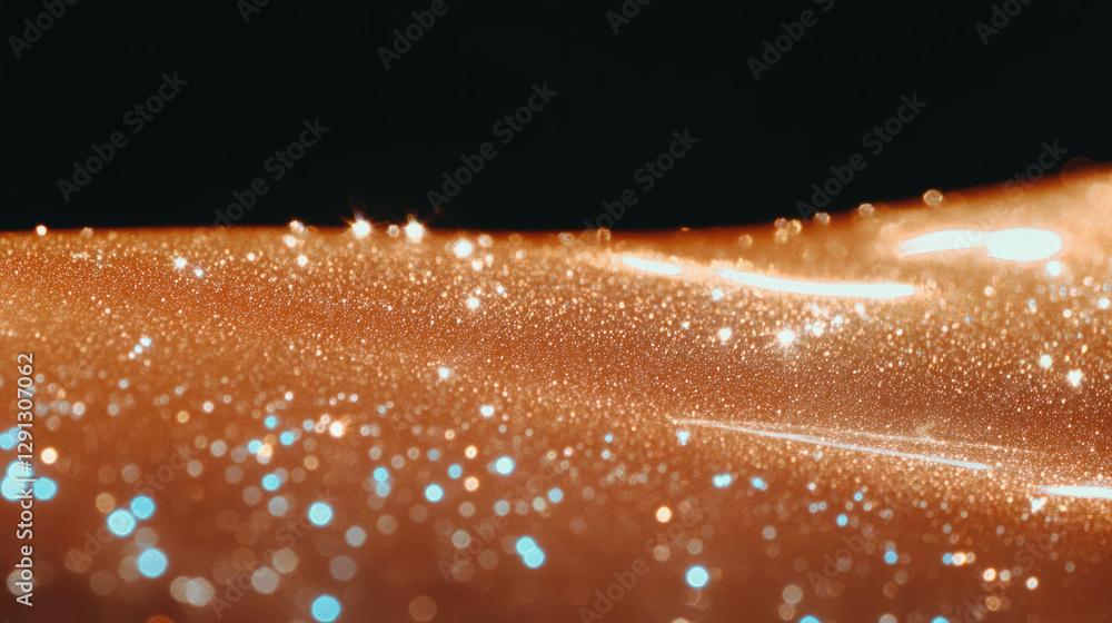 Poster sparkling bokeh reflections on wet surface for festive design and decoration