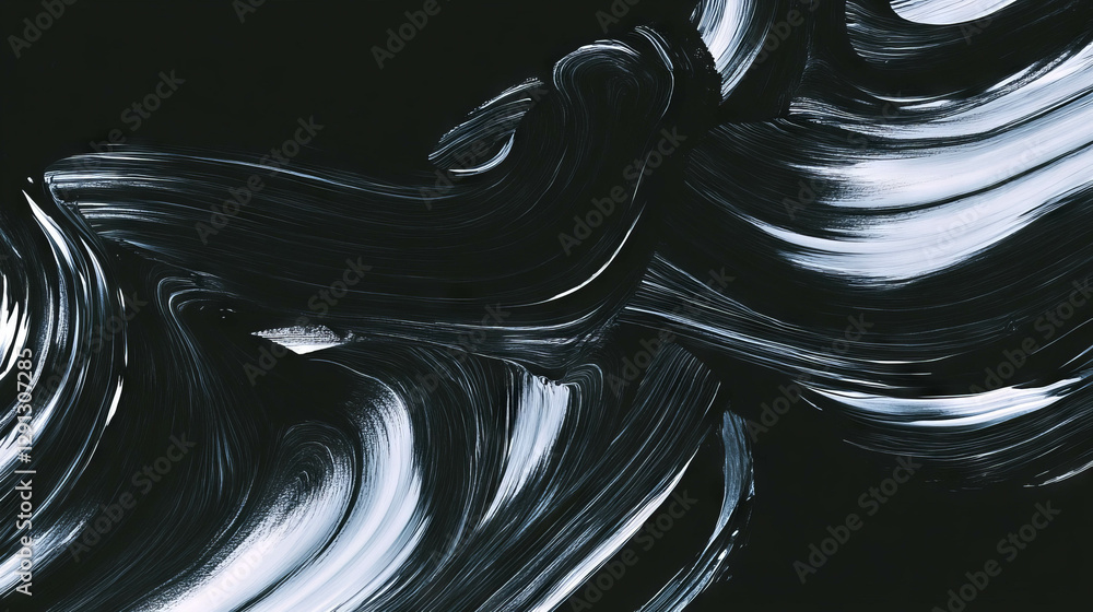 Poster dynamic abstract background with bold black and white ink brushstrokes for modern design