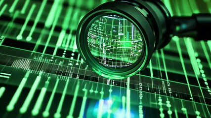 Integration of scope scanning with digital data processing in green tones, scope scanning and digital data processing over green background - Powered by Adobe