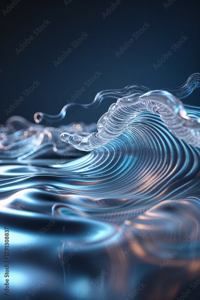 Poster waves of light create a mesmerizing display in an abstract ocean setting