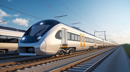 Fototapeta premium A photo of a dual-level modern passenger train.