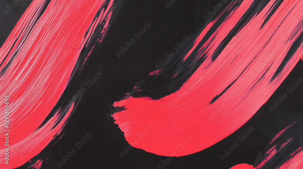 Poster abstract artistic background with vibrant red brushstrokes on dark canvas