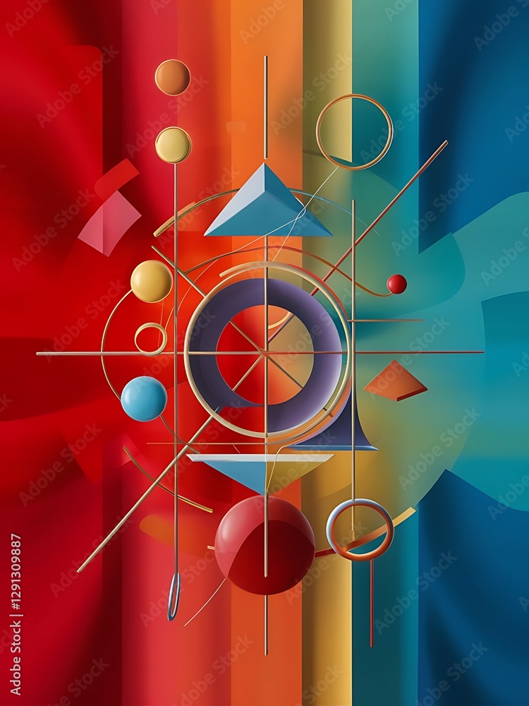 Poster Colorful abstract background using minimal geometry as an element