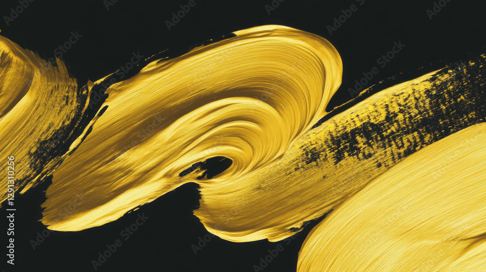 Poster dynamic abstract brushstroke background in vibrant yellow and black for creative design