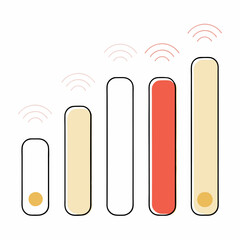 Signal Strength Chart:  Increasing Wireless Connection Illustration - Pastel.