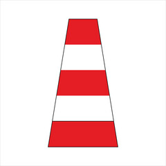 Red and white striped traffic cone signaling caution and indicating a road construction or maintenance area