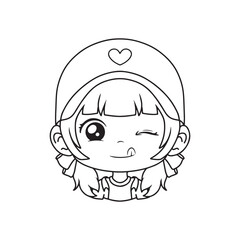 Cute Cartoon Girl Vector Illustration. Isolated on white Background