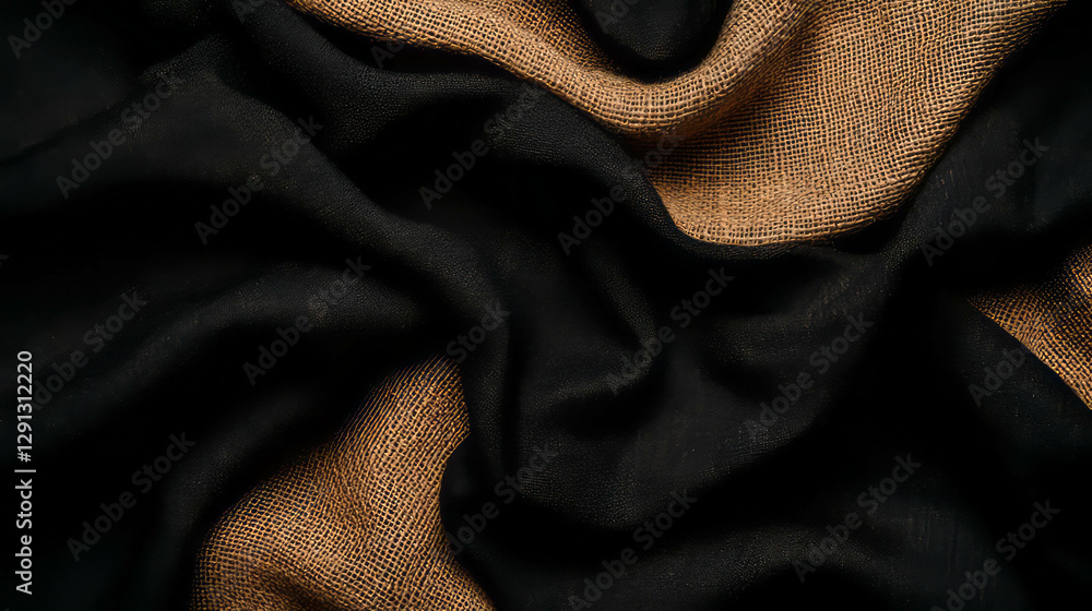 Aufkleber rustic burlap and black fabric texture for natural design and craft projects