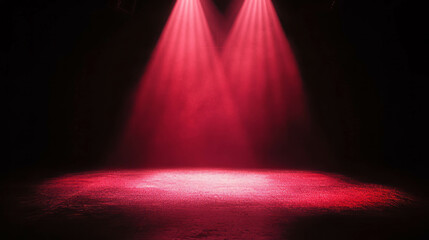 Dramatic spotlight on burgundy red background with stage lighting effect