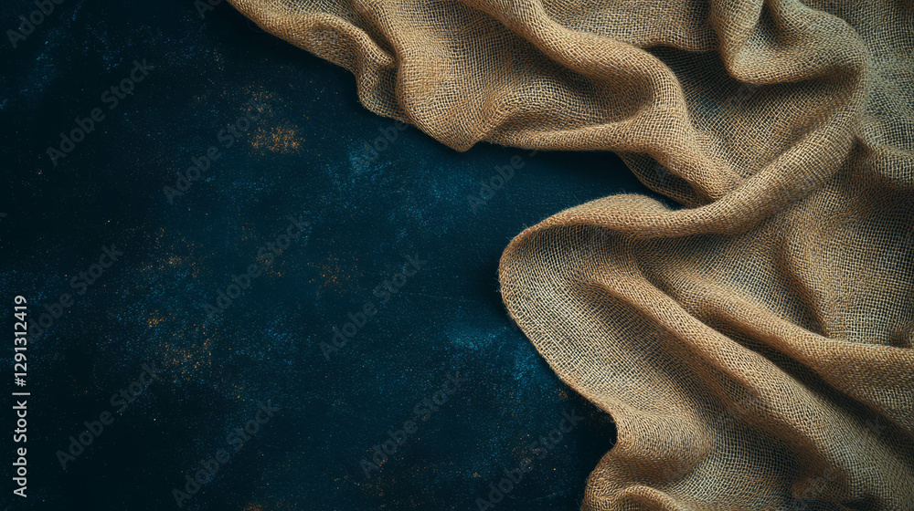 Poster Rustic burlap texture on dark background for natural design concepts