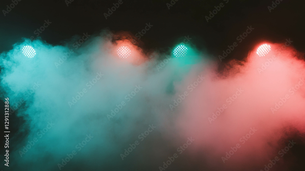 Poster vibrant chartreuse smoke with colorful stage lights for event design