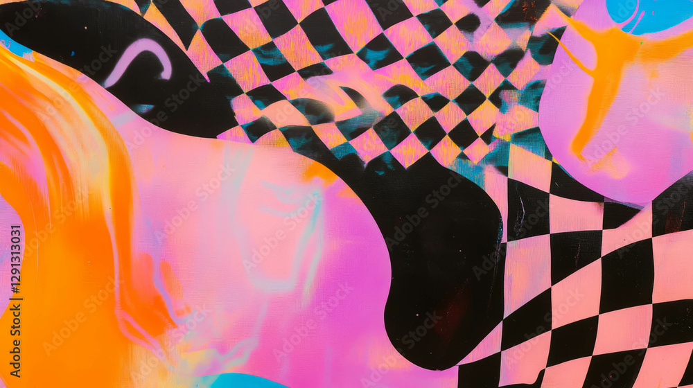 Poster Vibrant abstract checkerboard pattern background for creative design
