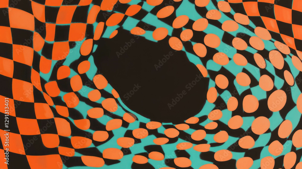 Poster vibrant checkerboard and polka dot pattern design for creative backgrounds