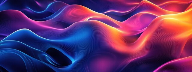 Fototapeta premium Colorful Abstract Wave Patterns in a Vibrant Digital Landscape Creating a Sense of Motion and Depth