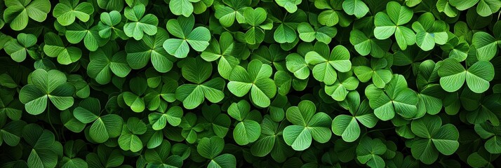 3d background minimalistic mockup with space for text, fresh green clover leaves forming an elegant natural texture