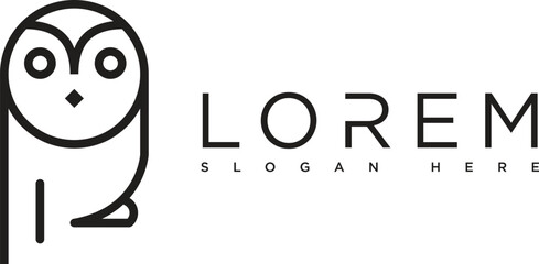 The owl logo icon is black with a minimalist and sharp design, reflecting wisdom, mystery and sharpness of vision. The silhouette is firm with striking eye details, giving the impression
