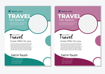 Creative Modern Fresh Travel Flyer design template with organic shape