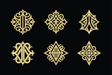 Set of monogram vector elements.