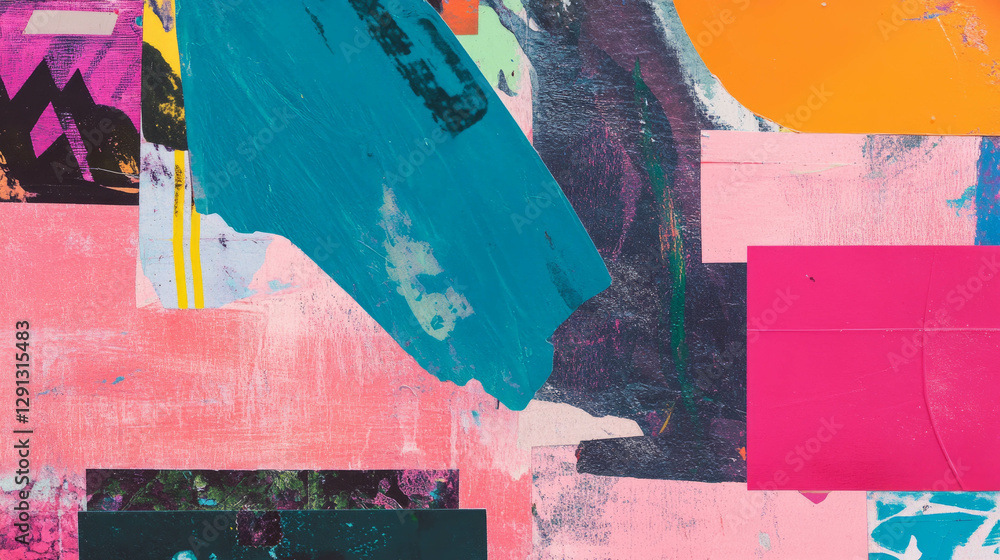 Poster vibrant abstract collage background with geometric shapes for modern design projects