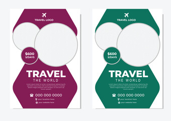 Creative Modern Fresh Travel Flyer design template with organic shape