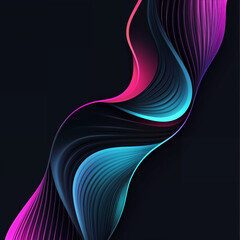 Futuristic Minimalistic Abstract Background with Vibrant Neon Waves