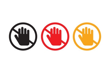 the hand in the red circle icon set.The sign of the stop
