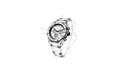Digital wrist watch low poly design with geometric tech-inspired style