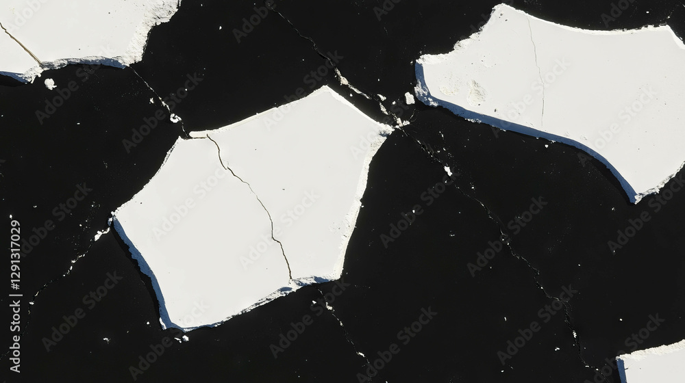 Poster cracked ceramic texture with abstract black and white pattern for artistic design