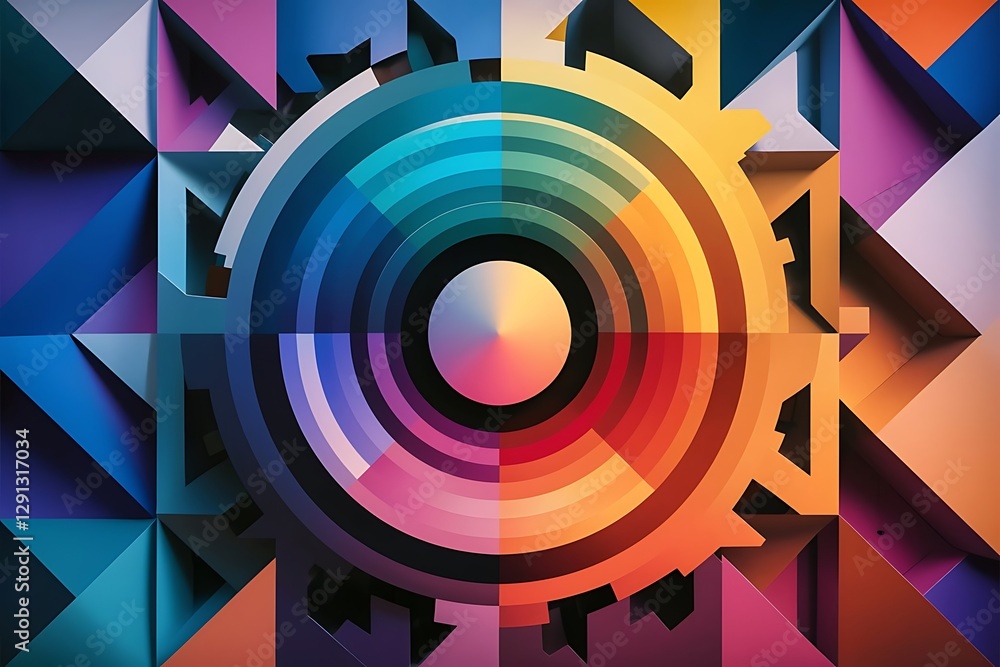 Poster abstract colorful geometric composition multicolored circle background