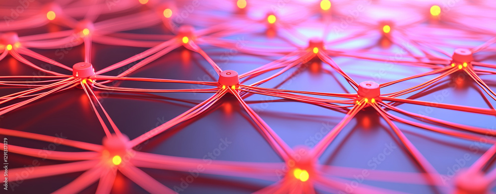 Poster digital network with glowing connections and nodes, symbolizing technology and communication