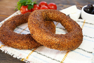 simit - bagels on a wooden table