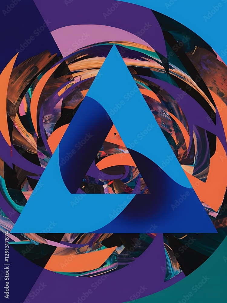 Poster blue triangle overlap abstract background